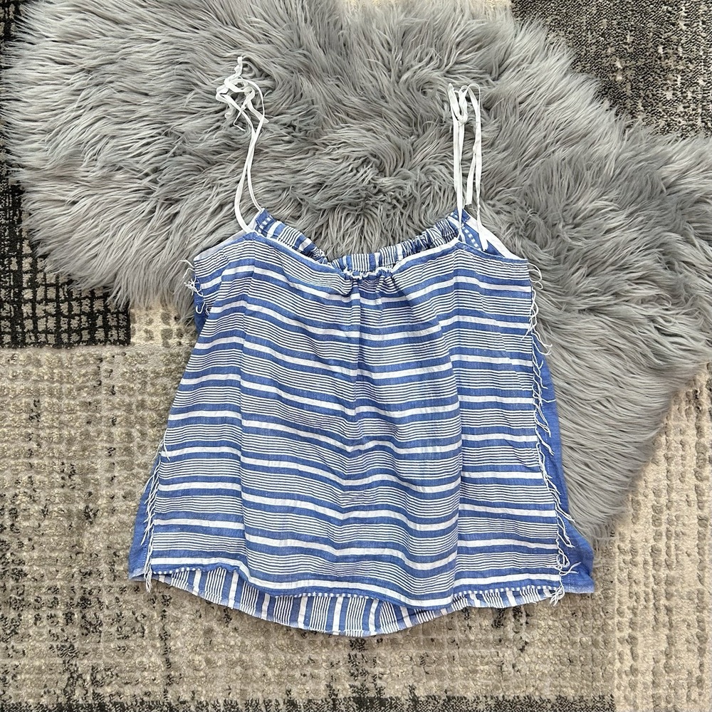 LEMLEM Women's Blue‎ And White Swing Cami W/Fringe Size Medium ($195)